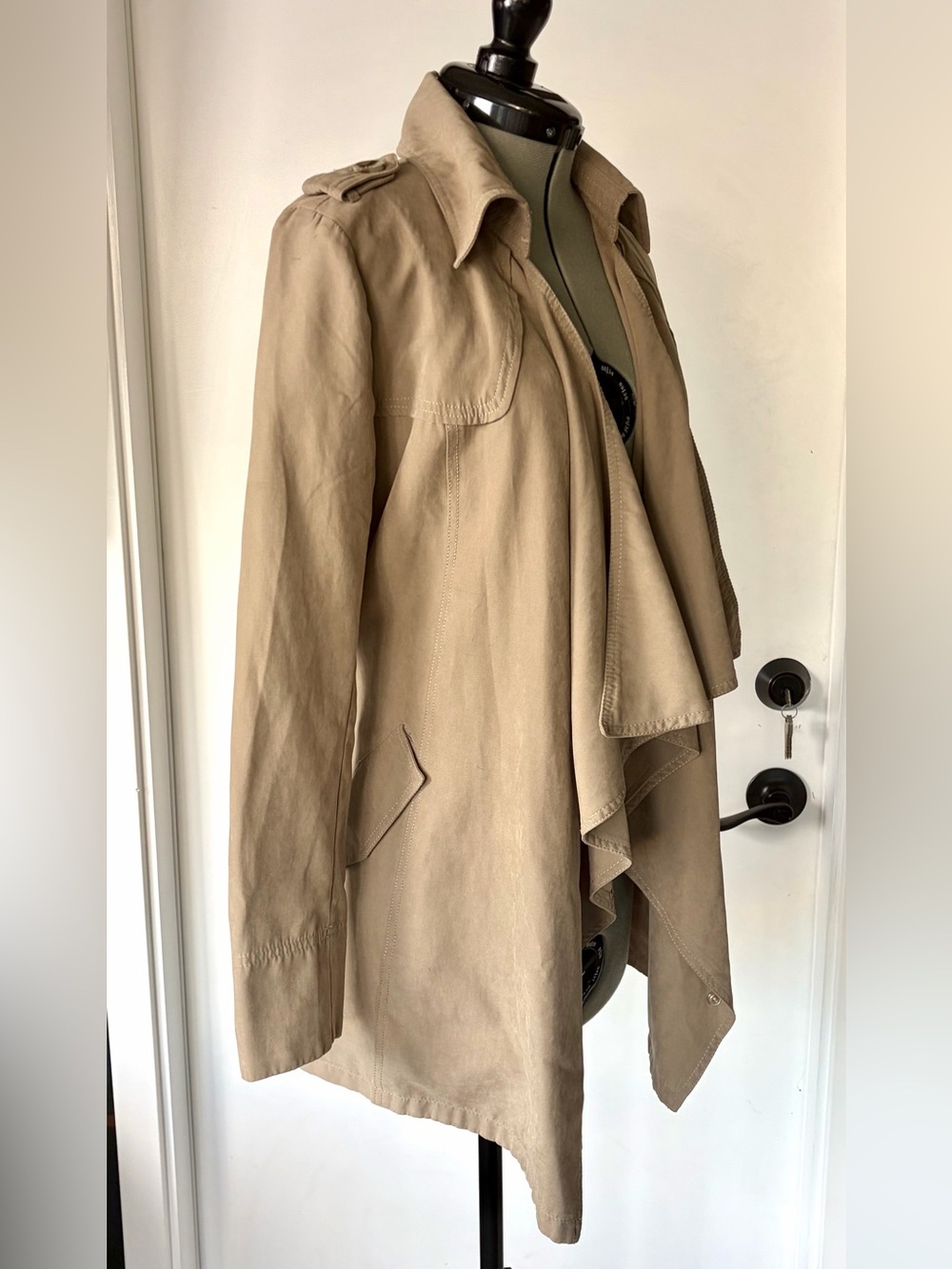 Alexander McQueen 2009 Draped Trench Coat, belt, Sueded Cotton, S, GUC - Picture 5 of 12